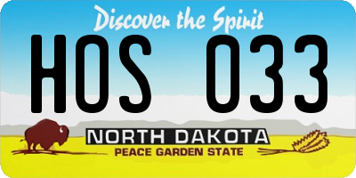 ND license plate HOS033