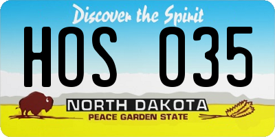 ND license plate HOS035
