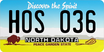 ND license plate HOS036