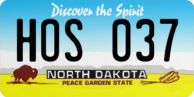 ND license plate HOS037
