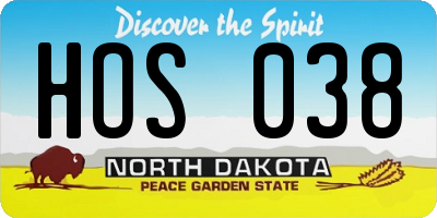 ND license plate HOS038