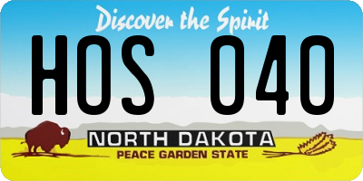 ND license plate HOS040