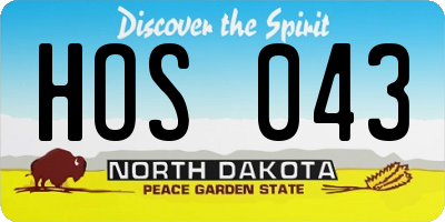 ND license plate HOS043