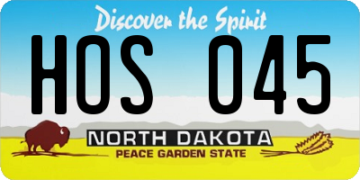 ND license plate HOS045