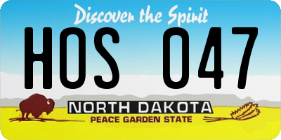 ND license plate HOS047