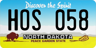 ND license plate HOS058