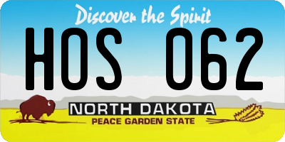 ND license plate HOS062