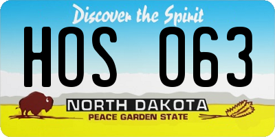 ND license plate HOS063