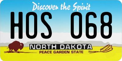 ND license plate HOS068