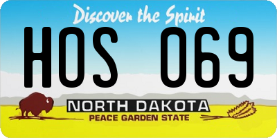 ND license plate HOS069
