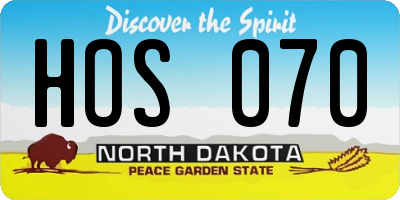 ND license plate HOS070