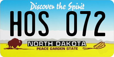 ND license plate HOS072