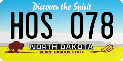 ND license plate HOS078