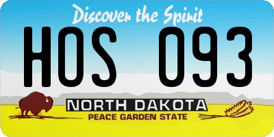ND license plate HOS093