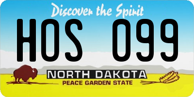 ND license plate HOS099