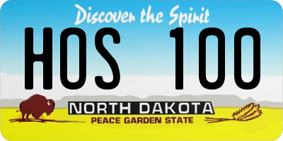 ND license plate HOS100
