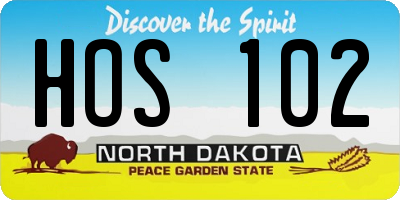 ND license plate HOS102
