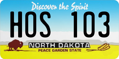 ND license plate HOS103