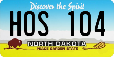 ND license plate HOS104