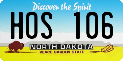 ND license plate HOS106