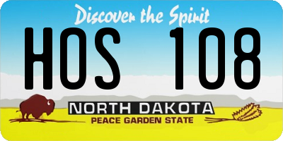 ND license plate HOS108