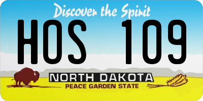ND license plate HOS109