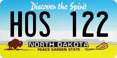ND license plate HOS122