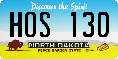 ND license plate HOS130