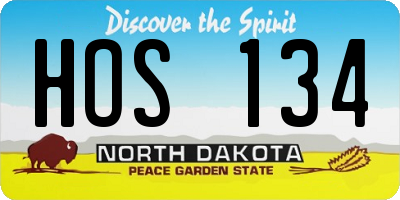 ND license plate HOS134