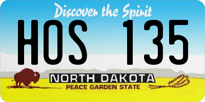 ND license plate HOS135