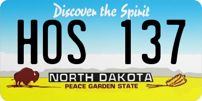 ND license plate HOS137