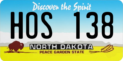 ND license plate HOS138