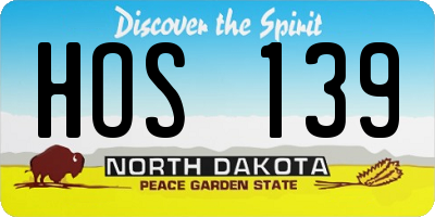ND license plate HOS139