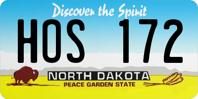 ND license plate HOS172