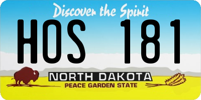 ND license plate HOS181