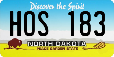 ND license plate HOS183