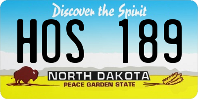 ND license plate HOS189