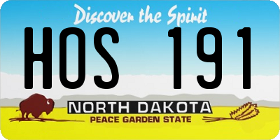 ND license plate HOS191