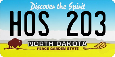 ND license plate HOS203