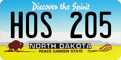 ND license plate HOS205
