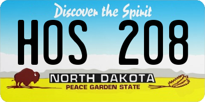 ND license plate HOS208