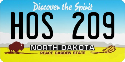 ND license plate HOS209