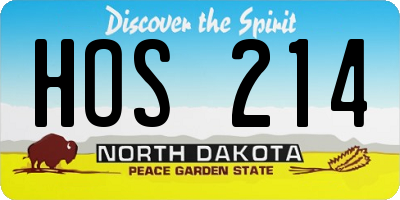 ND license plate HOS214