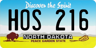 ND license plate HOS216