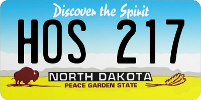 ND license plate HOS217