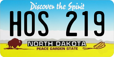 ND license plate HOS219
