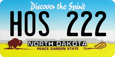 ND license plate HOS222