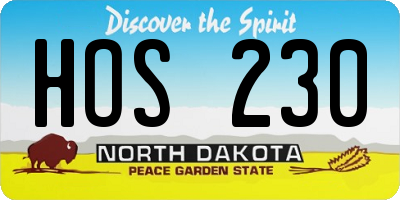 ND license plate HOS230