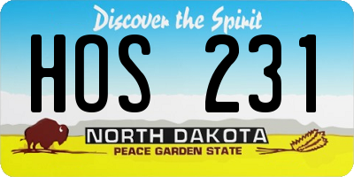 ND license plate HOS231