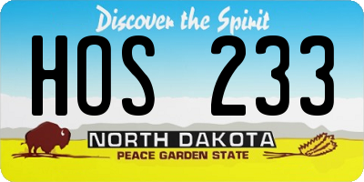 ND license plate HOS233